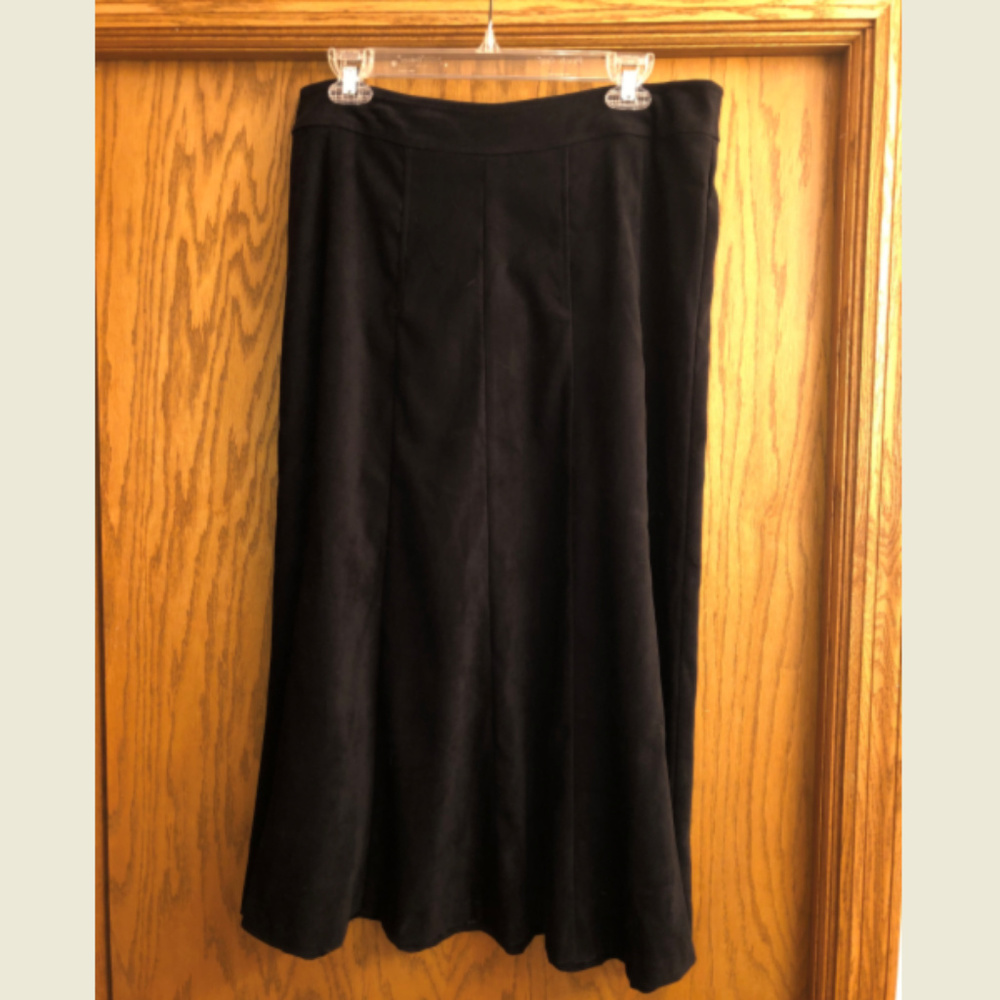 Black Velour Midi Skirt, Size 12